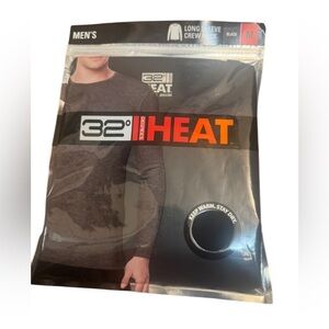 NEW! 32 DEGREES Men's Black Long Sleeve Crew Neck Long John Base Layer Size MED